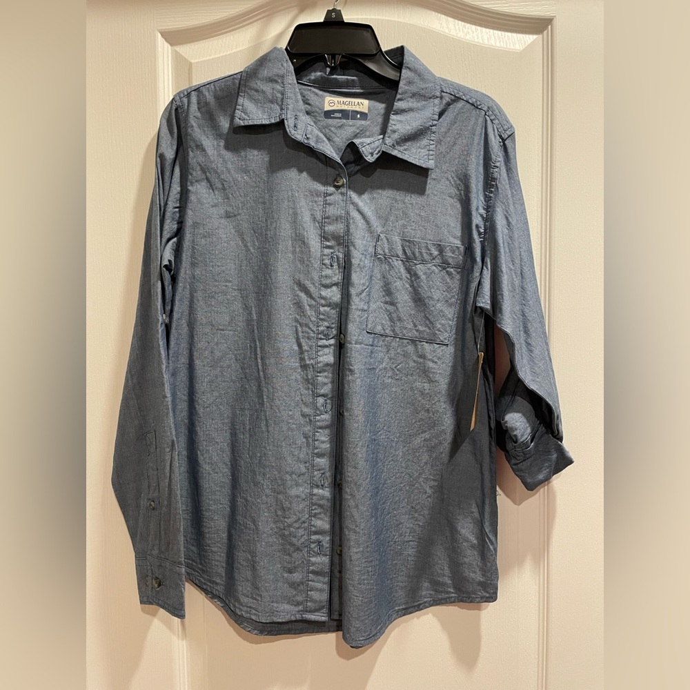 Magellan Button Down Chambray Blouse-Sz Small